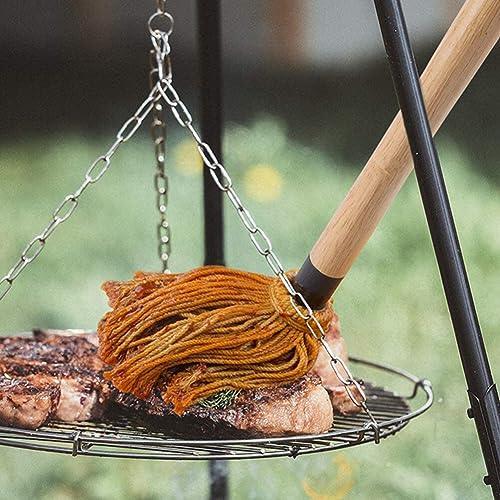 Amosfun 2Pcs BBQ Basting Mops Sauce Brushes, Cotton Fiber Brush and Wood Handle Dish Mop For Roasting or Grilling Kitchen Supply - CookCave