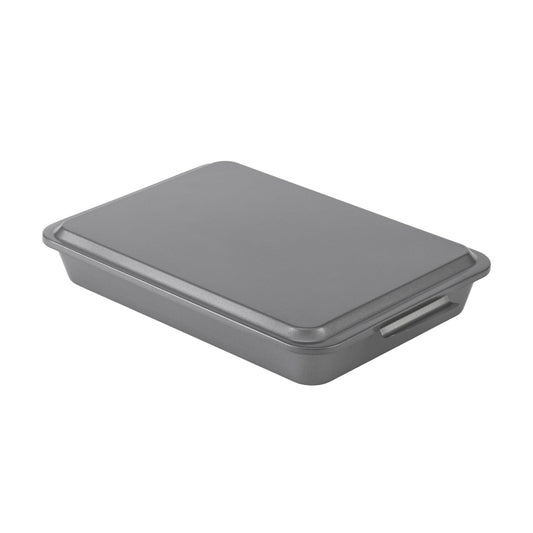 GoodCook Everyday 9" x 13" Nonstick Steel Oblong Cake Baking Pan with Metal Lid, Gray - CookCave