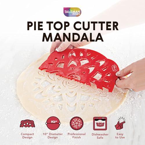 Talisman Designs Pie Top Cutter | 10-Inch | Red | Pie Crust Cutter | Pie Decorating Tools | Pie Pastry Baking Accessories | Stencil Crust Cutout - CookCave
