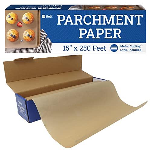 Reli. Parchment Paper Roll (15" x 250 ft) w/Dispenser Box, Brown | Unbleached Parchment Paper for Baking & Air Fryer | Food Grade Baking Paper Liners |Non-Stick, Cooking Paper for Grilling & Steaming - CookCave