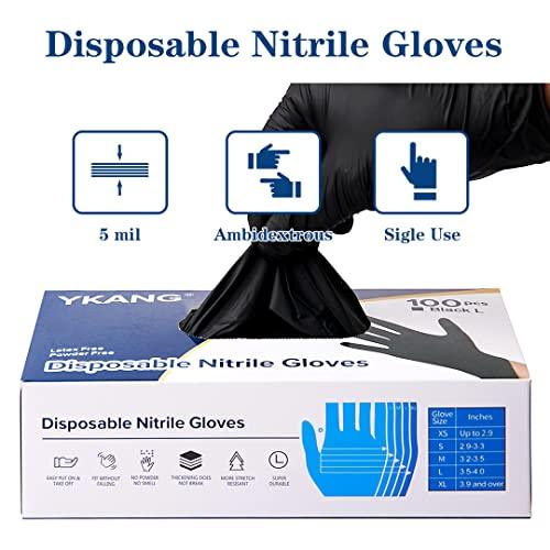 YKANG Black Nitrile Gloves,Disposable Gloves Latex Free 100 PCS,Cooking Gloves,Food Prep,BBQ,Household Cleaning Gloves(Large) - CookCave