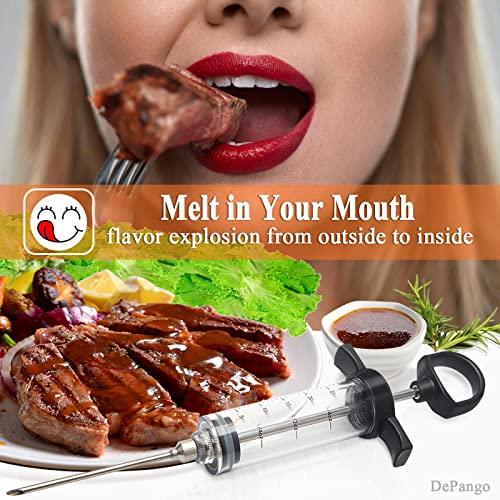 DePango Meat Injector, Anti-Break 1-oz Turkey Injector Syringe for Meats with 2 Stainless Steel Meat Needles, Crack-Proof Plastic Marinade Flavor Injector for BBQ Smoker, Steak, Pork and Chicken - CookCave