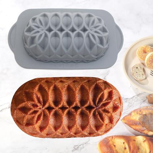 Tongjude 4 Piece Silicone Loaf Pan for Baking Bread, Non-Stick Kitchen Oven Bread Pan, Perfect for Banana Bread, Sandwich Bread, Pound Cake and Meatloaf, 4 Cups, Grey - CookCave