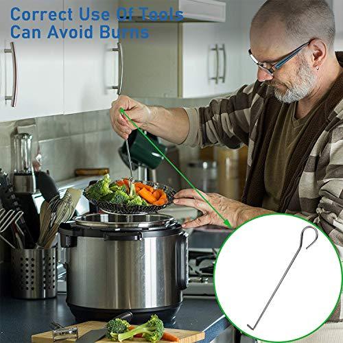 Steamer Basket Stainless Steel Vegetable Basket Metal Handle Folding Silicone Feet Steamer Insert for Cooking Veggies Fish Seafood Include Safety Tool,Fit Various Pot Pressure Cooker (5.5" to 9") - CookCave