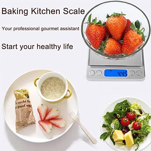 Food Scale Digital Kitchen Scale for Food Ounces and Grams, Small Electronic Pocket Scale for Weight Loss, Baking, Cooking, Coffee, Jewelry, 6.6lb/3kg, 0.01oz/0.1g Precision (Batteries, 2 Trays) - CookCave