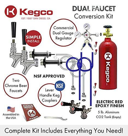 Kegco 3P2SCK-5T Kegerator Kit, 2-Tap, Chrome - CookCave