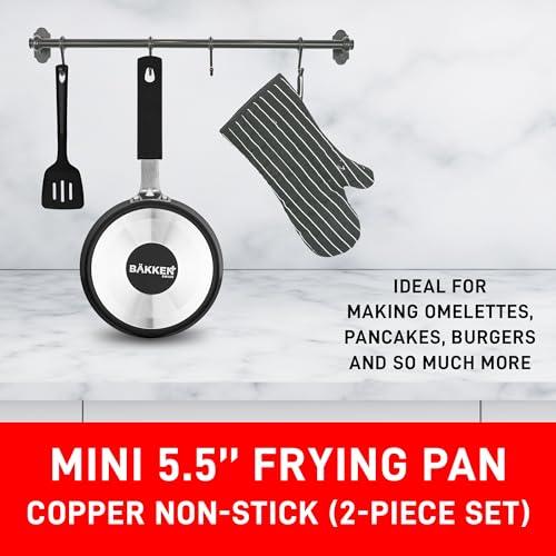 Bakken- Swiss 2-Piece Mini Nonstick Egg Pan & Omelet Pan – Egg Pan [5.5''] with Copper Non-Stick, Skillet – Eco-Friendly –for Eggs Pancakes, for All Stoves - Non Toxic, Dishwasher Safe - CookCave