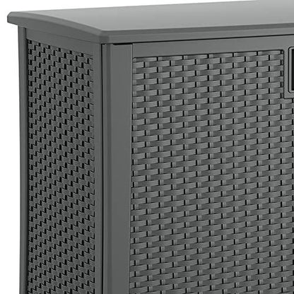 Suncast Outdoor Storage Cabinet with Pad-Lockable Doors, Freestanding Outdoor Patio Storage Unit, 42" W x 23" D x 35.5" H, Cool Gray - CookCave