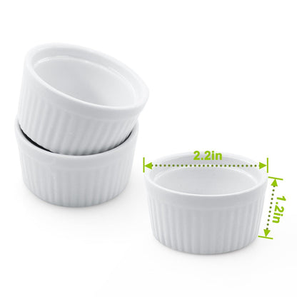 DRAONGYE Mini Ramekins 1.2 oz set of 6, Porcelain Mini Ramekins Dishes for Souffle, Dipping Sauce Cups, Pudding, Custard Cups, Microwave & Oven Safe(White) - CookCave