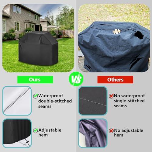 ZOTUEN Outdoor Waterproof Grill Cover with Adjustable Hem Drawstring, 60 Inches Heavy Duty Barbecue Gas Grill Cover, Uv & Fade Resistant BBQ Cover for Char-Broil Nexgrill and More (60inch M Black) - CookCave