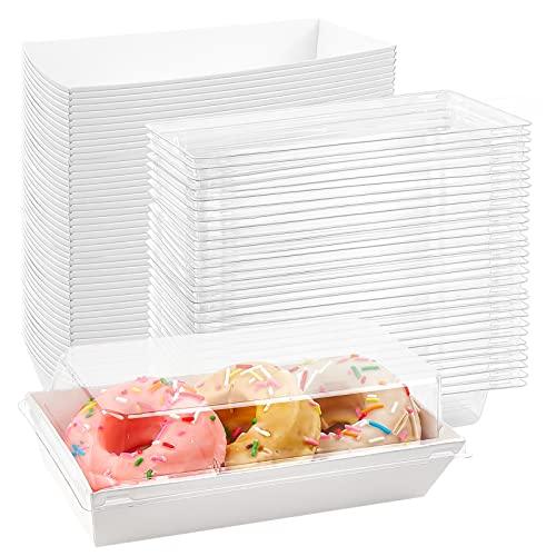 Ocmoiy Charcuterie Boxes with Clear Lids, 50 Pack White Bakery Boxes, Cookie Boxes, Small Treat Boxes for Pastry, Sandwich, Cupcakes, Strawberries, Dessert To Go Containers - CookCave