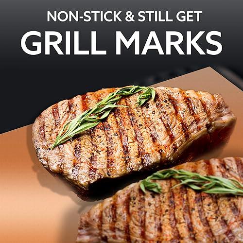 Kona Copper Grill Mats - Ultimate Grill Mats for Outdoor Grill, Nonstick, BBQ Grill Mat for Gas, Pellet, & Charcoal Grills, The Essential BBQ Mat for Every Grilling Enthusiast. Set of 2, 0.30mm Thick - CookCave