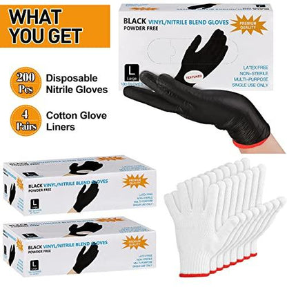 Janmercy 200 Pcs Disposable BBQ Gloves with 4 Pairs Cotton Liners Grilling Gloves BBQ Cooking Gloves(Black, White, Large) - CookCave