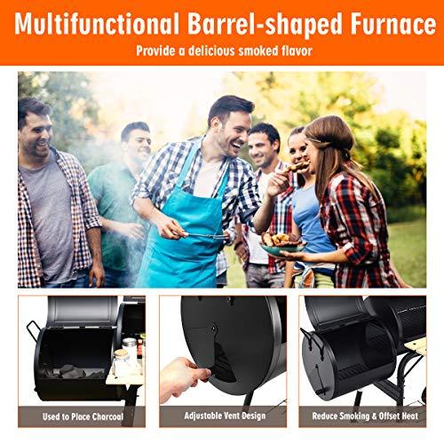 Giantex BBQ Grill Charcoal Barbecue Grill Outdoor Pit Patio Backyard Home Meat Cooker Smoker with Offset Smoker - CookCave