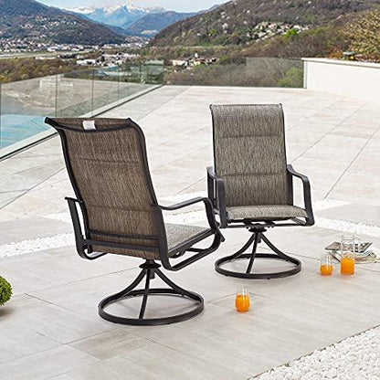 LOKATSE HOME Outdoor Patio Dining Chair Swivel Sling Rocker Set with Steel Metal Frame (Set of 2), Grey - CookCave