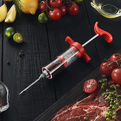 JY COOKMENT Meat Injector Syringe, 1-oz Marinade Flavor Injector with 2 Professional Needles,1 Cleaning Brushes - CookCave