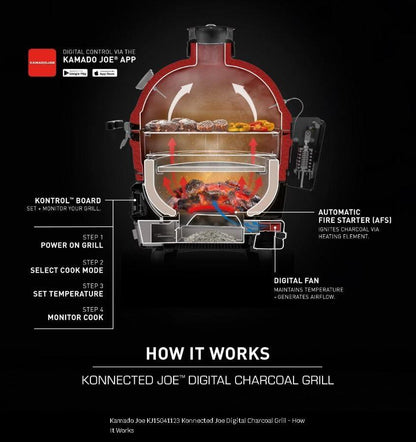 Kamado Joe Konnected Joe Digital Charcoal Grill and Smoker with Auto-Ignition and Temperature Control - KJ15041123 - CookCave