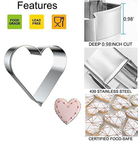 5 Pieces Heart Cookie Cutter Set Valentine’s Day Heart Shapes Stainless Steel Cutters Molds for Anniversary, Bridal, Engagement and Valentine,Wedding,Baking Gifts - CookCave