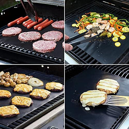 Grill Mat for Outdoor Grill Set of 5, Grill Sheets 100% Non-Stick Reusable, Heavy Duty, Barbecue Baking Mat Durable for Charcoal Gas Electric Grill, Easy to Clean, 15.75 x 13-Inch - CookCave