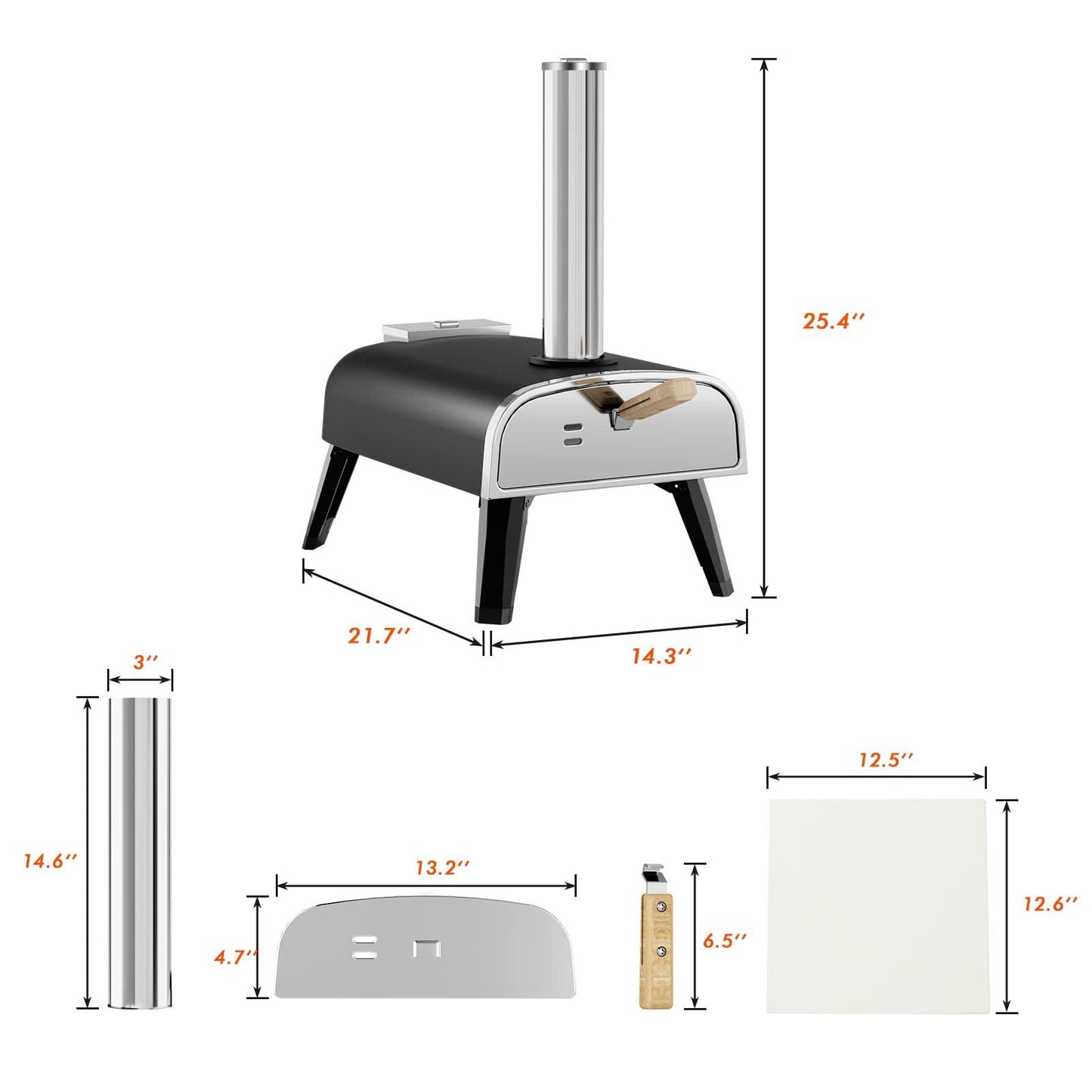 aidpiza Pizza Oven Outdoor 12" Wood Fired Pizza Ovens Pellet Pizza Stove for Outside, Portable Stainless Steel Pizza Oven for Backyard Pizza Maker Portable Mobile Outdoor Kitchen - CookCave