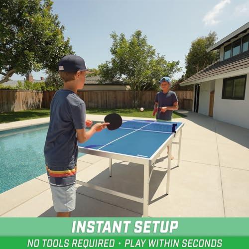 GoSports Mid-Size Table Tennis Game Set - Indoor/Outdoor Portable Game with Net, 2 Table Tennis Paddles and 4 Balls - CookCave