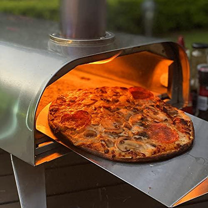 BIG HORN OUTDOORS 12 Inch Wood Pellet Burning Pizza Oven, Portable Stainless Steel Pizza Grill with Pizza Stone for Outside - CookCave