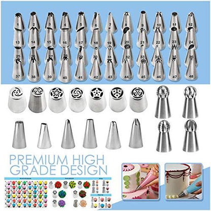 Makmeng Cake Decorating Tools Supplies Kit - 368Pcs Baking Supplies with Storage Case for Beginners - Icing Piping Bags and Tips Set For Cookies, Cupcake & Cake Frosting Fondant Decorating - CookCave