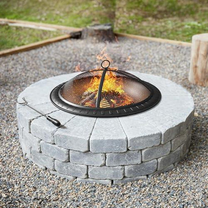 YITAHOME 24in Steel Replacement Fire Bowl with Round Spark Screen, Poker and Detachable Grate, Wood Burning Fire Pit Bowl for DIY or Existing Outdoor Patio Fire Pit - CookCave