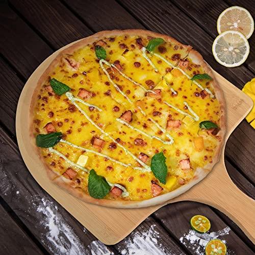 homEdge Pizza Stone Set, Heavy Duty Round Cordierite Baking Stone for Bread, Pizza, Thermal Shock Resistant Cooking Stone with Bamboo Pizza Peel Paddle for Oven and Grill-12 Inches (Diameter) - CookCave