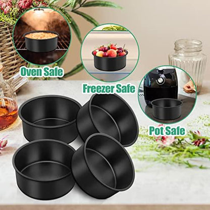 TeamFar 4 Inch Cake Pan, Mini Round Baking Layer Cake Pan Set of 4, with Non-Stick Coating Stainless Steel Core for Birthday, Party, Wedding, Healthy & Heatproof, Release Easily & Easy Clean - CookCave