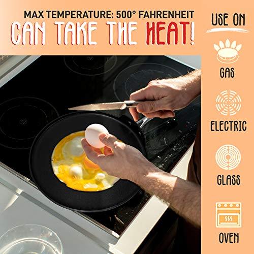 NutriChef Nonstick Stove Top Crepe Pan| Great for Pancakes, Eggs PTFE/PFOA/PFOS Free 12" Hard-Anodized Non stick Grill & Griddle Pan - Dishwasher Safe NCHAC45 - CookCave