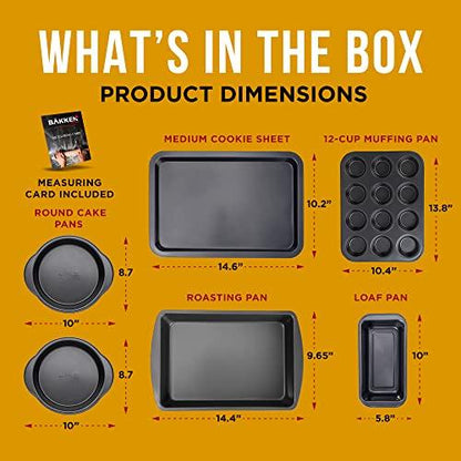 Baking Set – 6 Piece – Deluxe Non Stick Black Coating Inside and Outside – Carbon Steel Bakeware Set – PFOA PFOS and PTFE Free by Bakken - CookCave