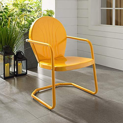 Crosley Furniture CO1001A-TG Griffith Retro Metal Outdoor Chair, Tangerine - CookCave