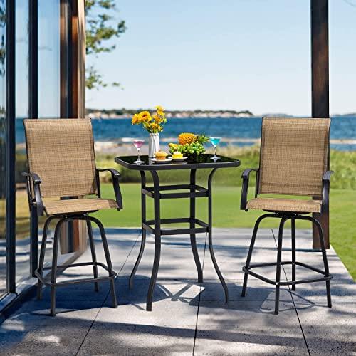 Devoko Patio Bar Stools Set of 2 All-Weather Outdoor Patio Furniture Set Counter Height Tall Patio Swivel Chairs for Bistro, Lawn, Garden, Backyard - CookCave