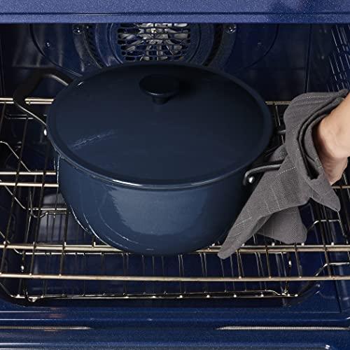 Mason Craft & More Cast Iron Lite-Enameled Pre Seasoned Non-Stick Induction Oven Safe Ultra Durable, 8 Quart Enameled Cast Iron Lite Dutch Oven (Cobalt Blue) - CookCave