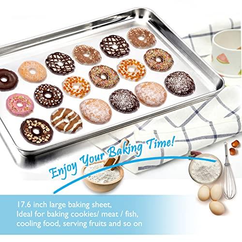 TeamFar Baking Sheet, 17.6’’ x 13’’ x 1’’ Stainless Steel Large Cookie Sheet Baking Tray Pan for Oven, Non-Toxic & Healthy, Rust Free & Heavy Duty, Mirror Finish & Dishwasher Safe - CookCave