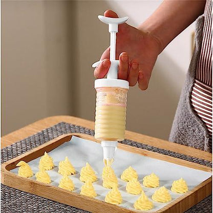 Pipe Nozzles with Syringe，8pcs Plastic Cream Baking Piping Nozzle Dispenser Icing Pastry Tips Tube Decoration Tool, for Cupcake and Cake - CookCave