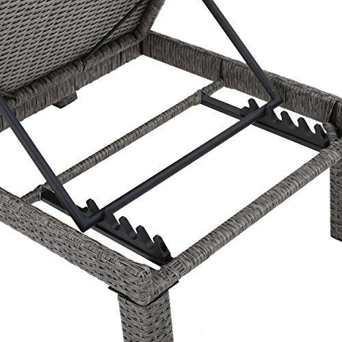 Christopher Knight Home Puerta Outdoor Wicker Chaise Lounges with Water Resistant Cushion, 2-Pcs Set, Mixed Black / Dark Grey - CookCave