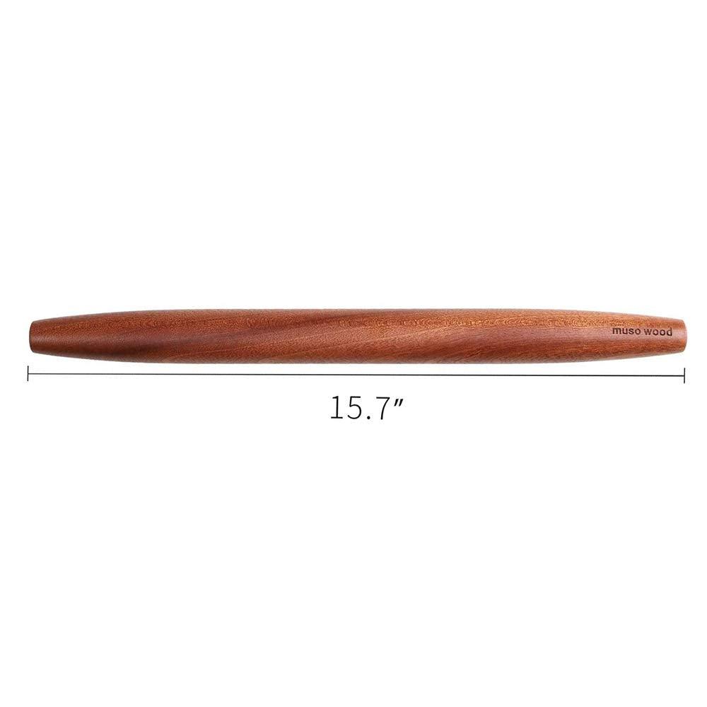 Muso Wood Sapele Wooden French Rolling Pin for Baking, Tapered Roller for Fondant, Pie Crust, Cookie, Pastry (French 15-3/4inch) - CookCave