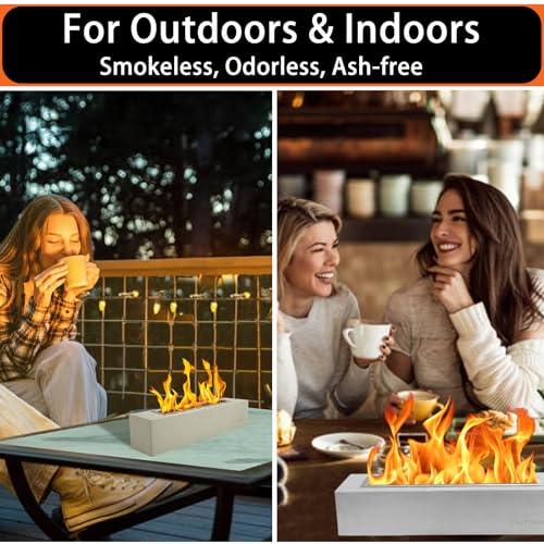 Table Top Firepit, Mavalzy Rectangle Indoor Tabletop Rubbing Alcohol Frie Pits for Outdoor Fireplace Concrete Bowl Pot Portable Fire with Extinguisher - CookCave