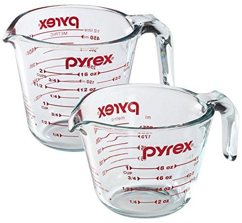 Pyrex Prepware 2-Piece Glass Measuring Set, 1 and 2-Cup, 2 Pack, Clear - CookCave