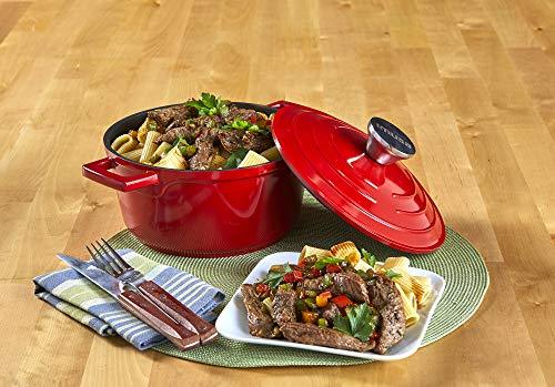 IMUSA USA, Red 5 Quart Cast Aluminum Dutch Oven With Stainless Steel Knob - CookCave