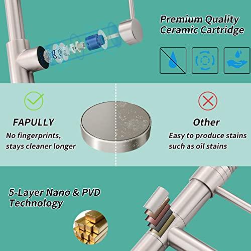 Fapully Commercial Pull Down Kitchen Sink Faucet with Sprayer Brushed Nickel - CookCave