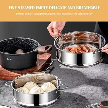 LNQ LUNIQI Stainless Steel Steamer Pot 7 Inches Round Cooking Rack Food Steamer Basket Insert for Kitchen Dim Sum Dumplings Bun(18cm) - CookCave