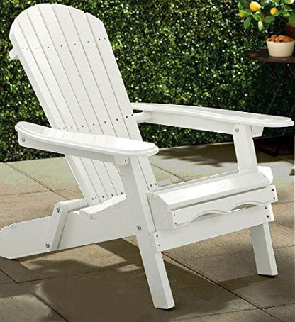 Merry Garden Foldable Wooden Adirondack Chair, Outdoor, Garden, Lawn, Deck Chair, White - CookCave