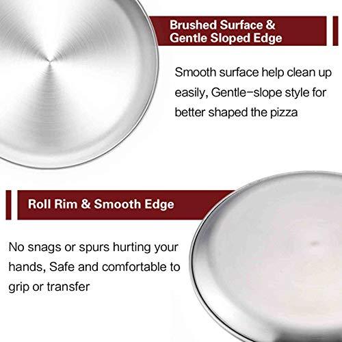 TeamFar Pizza Pan, 13.4 inch Pizza Pan Stainless Steel Large Pizza Pan Tray Round Pizza Oven Baking Pan, Healthy & Heavy Duty, Oven & Dishwasher Safe - CookCave