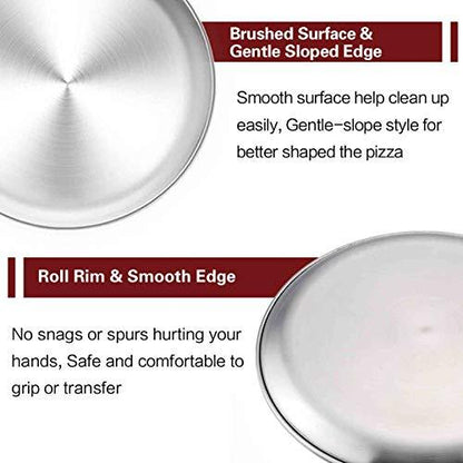 TeamFar Pizza Pan, 13.4 inch Pizza Pan Stainless Steel Large Pizza Pan Tray Round Pizza Oven Baking Pan, Healthy & Heavy Duty, Oven & Dishwasher Safe - CookCave