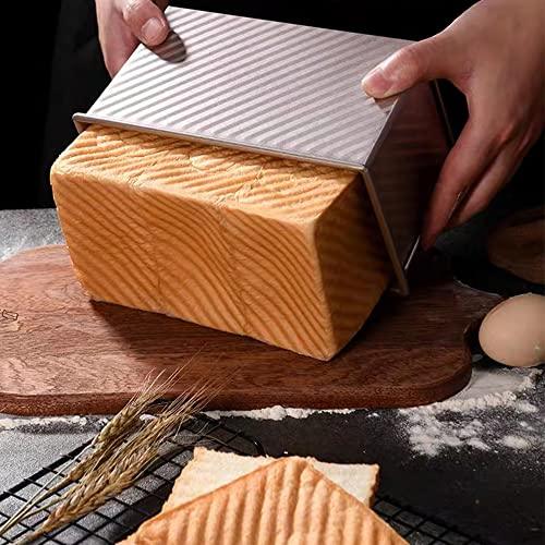 EGEN Bread Pan Loaf Pan for Baking with Lid, Non-Stick Carbon Steel Baking Bread Toast Mold Loaf Baking Pan Set (Golden-2Pcs) - CookCave