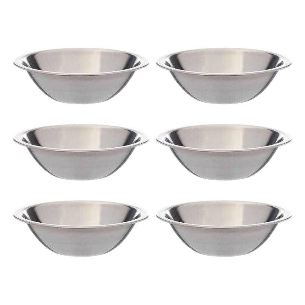 SET OF 6-6 1/2 Inch Wide Stainless Steel Flat Rim Flat Base Mixing Bowl - CookCave