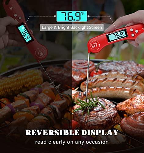 DOQAUS Digital Meat Thermometer, Instant Read Food Thermometer for Cooking, Kitchen Probe with Backlit & Reversible Display, Cooking Temperature Turkey Grill BBQ Candy - CookCave